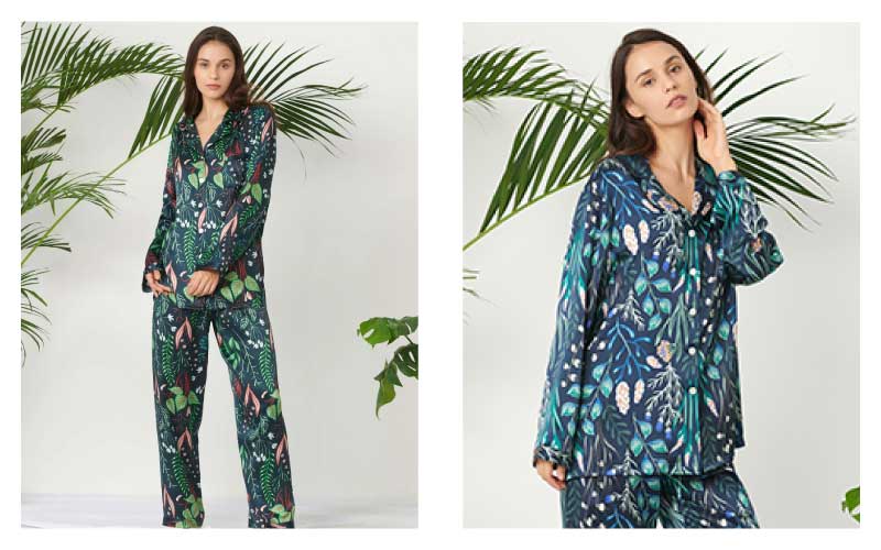 LilySilk Plant Print Long Pyjamas Set