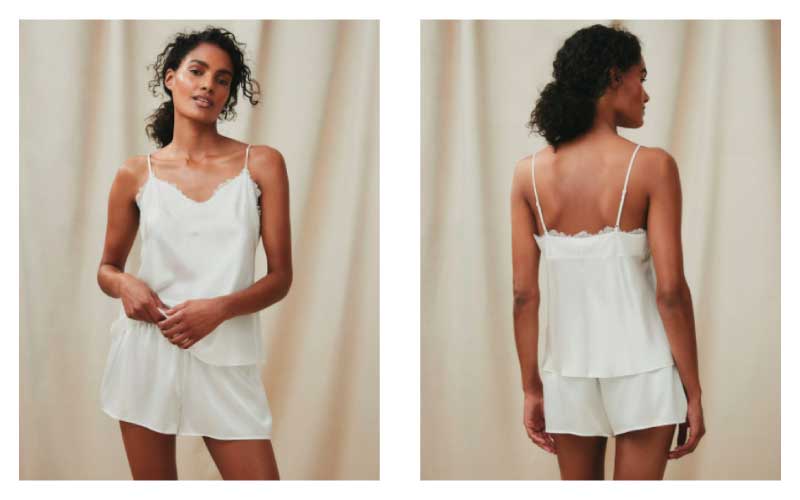 White Company Lace-Trim Cami & Shorts