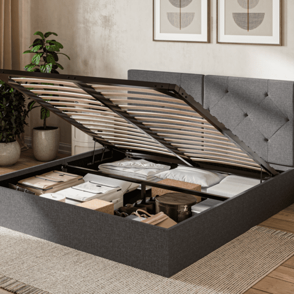 Emma Ottoman Bed King - 150 x 200cm - Dark Grey