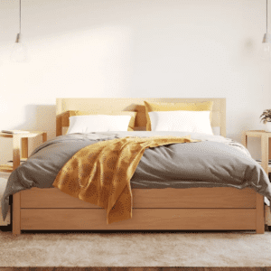 Emma Premium Wooden Bed 135x190cm - Wooden Headboard - 2 Drawers