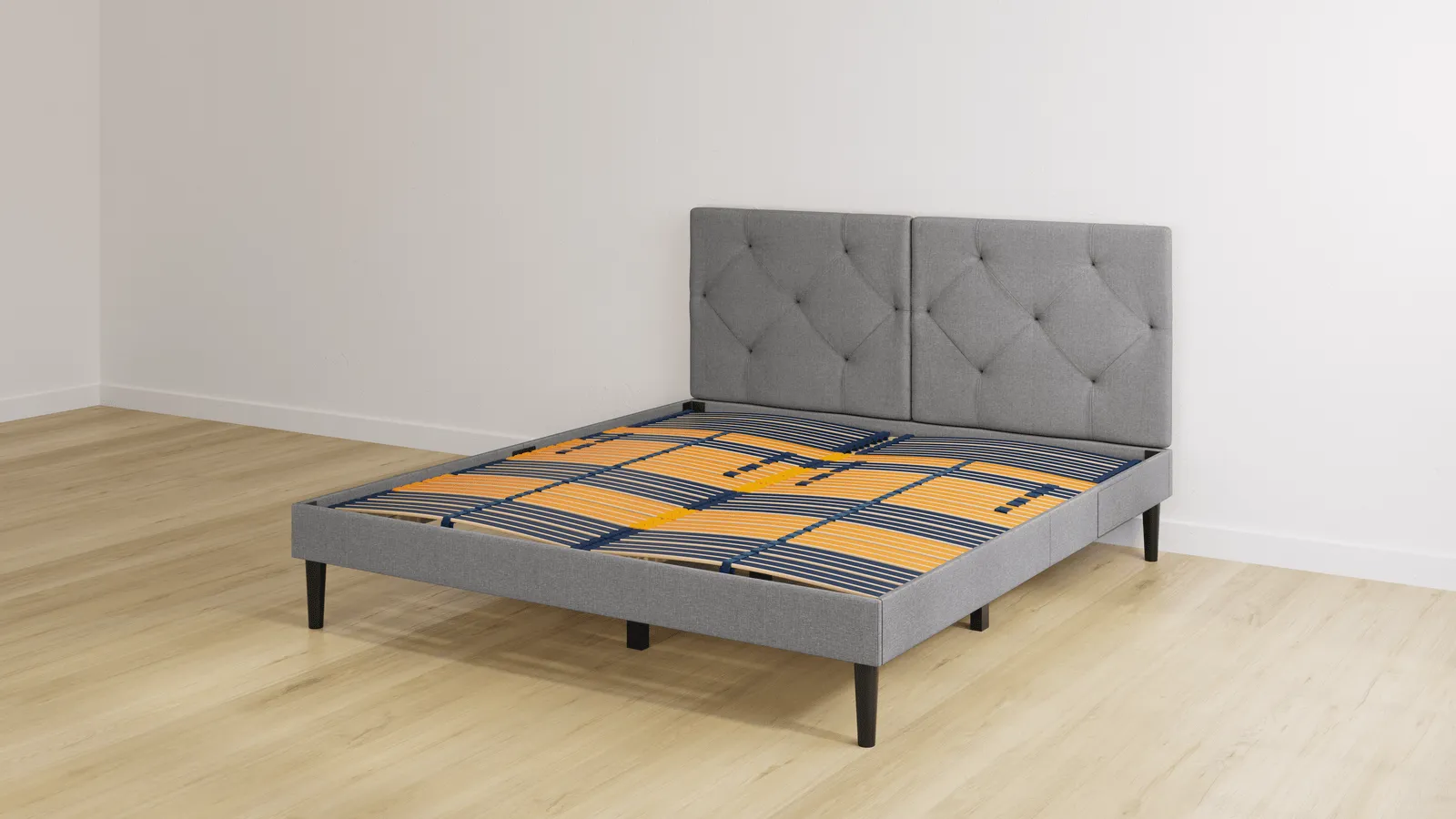 Emma Premium Signature Bed 150x200 - Dark Gray - Tufted Headboard
