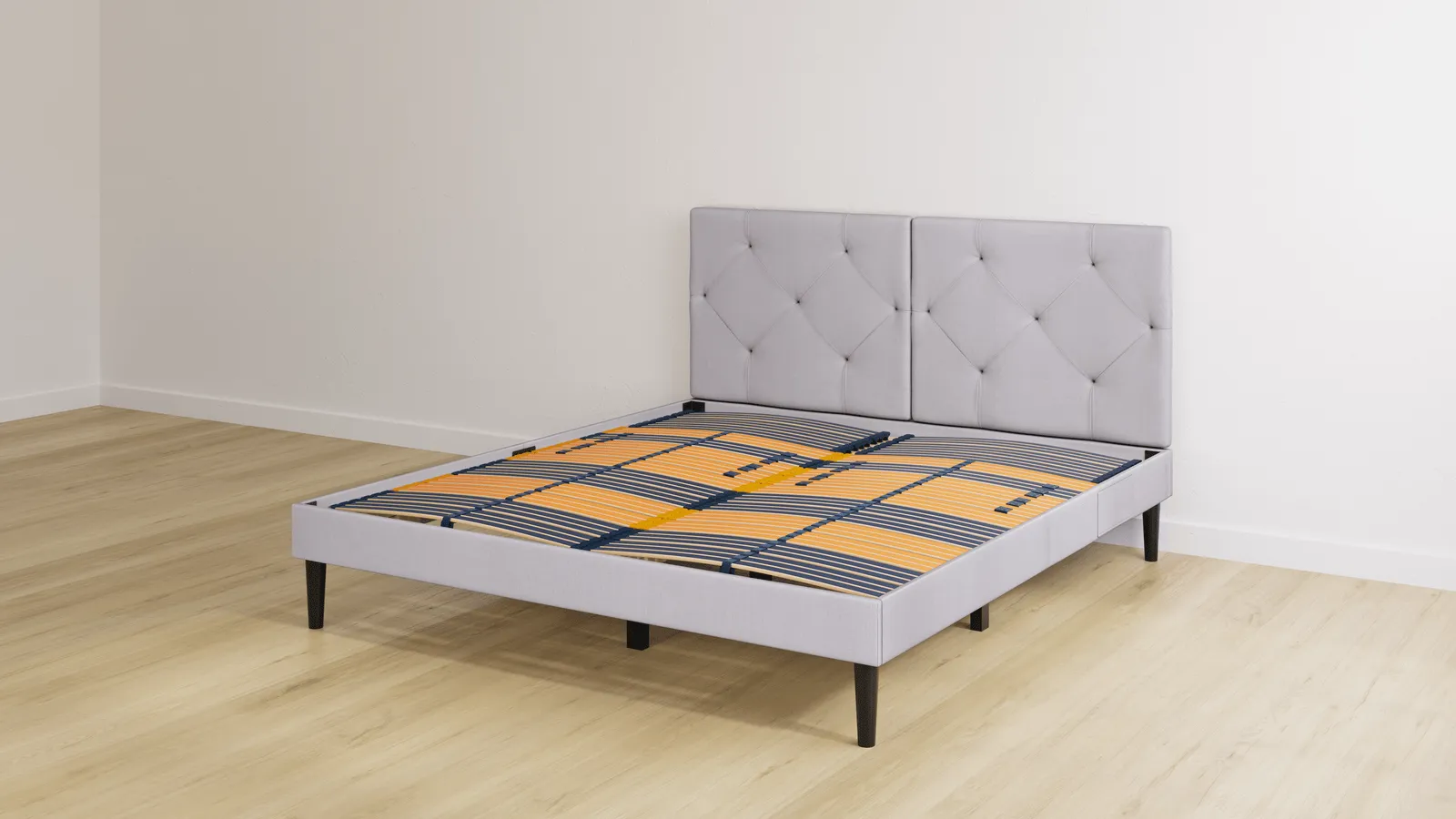 UK Emma Premium Signature Bed 150x200 - Light Gray - Tufted Headboard